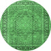 Round Persian Emerald Green Traditional Rug, tr2593emgrn