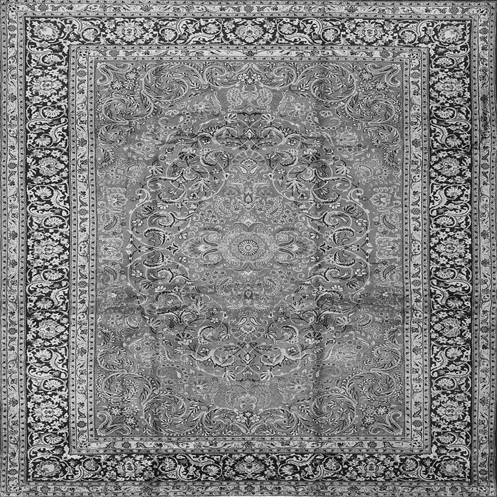 Round Machine Washable Persian Gray Traditional Rug, wshtr2593gry