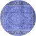 Round Machine Washable Persian Blue Traditional Rug, wshtr2593blu