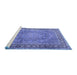 Sideview of Machine Washable Persian Blue Traditional Rug, wshtr2593blu