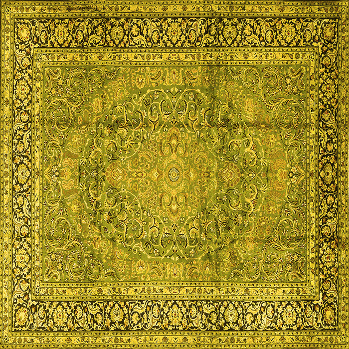 Square Machine Washable Persian Yellow Traditional Rug, wshtr2593yw