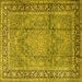 Square Machine Washable Persian Yellow Traditional Rug, wshtr2593yw