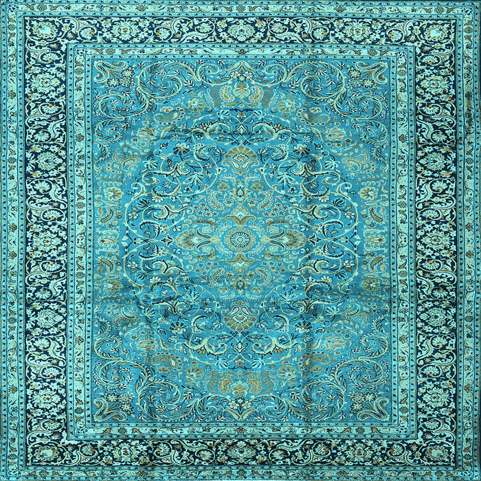 Square Machine Washable Persian Light Blue Traditional Rug, wshtr2593lblu