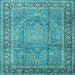 Square Machine Washable Persian Light Blue Traditional Rug, wshtr2593lblu