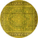 Round Persian Yellow Traditional Rug, tr2593yw