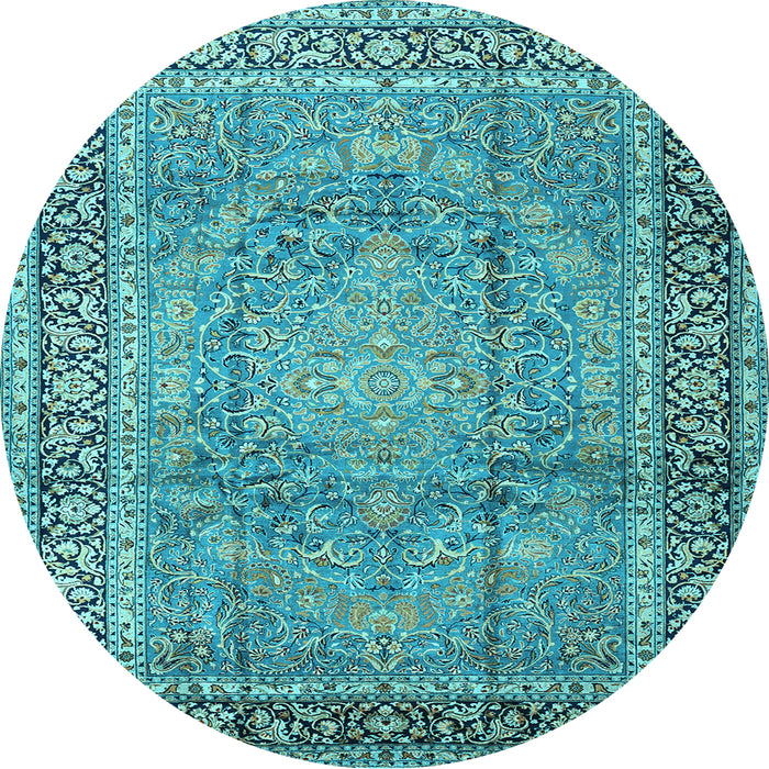 Round Persian Light Blue Traditional Rug, tr2593lblu