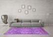 Machine Washable Persian Purple Traditional Area Rugs in a Living Room, wshtr2593pur