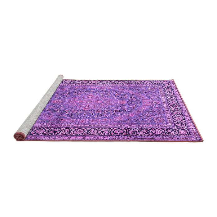Sideview of Machine Washable Persian Purple Traditional Area Rugs, wshtr2593pur