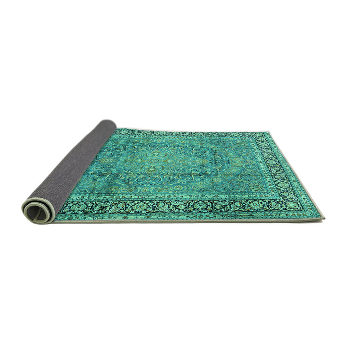 Sideview of Persian Turquoise Traditional Rug, tr2593turq