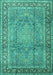 Machine Washable Persian Turquoise Traditional Area Rugs, wshtr2593turq