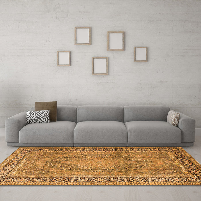 Machine Washable Persian Orange Traditional Area Rugs in a Living Room, wshtr2593org