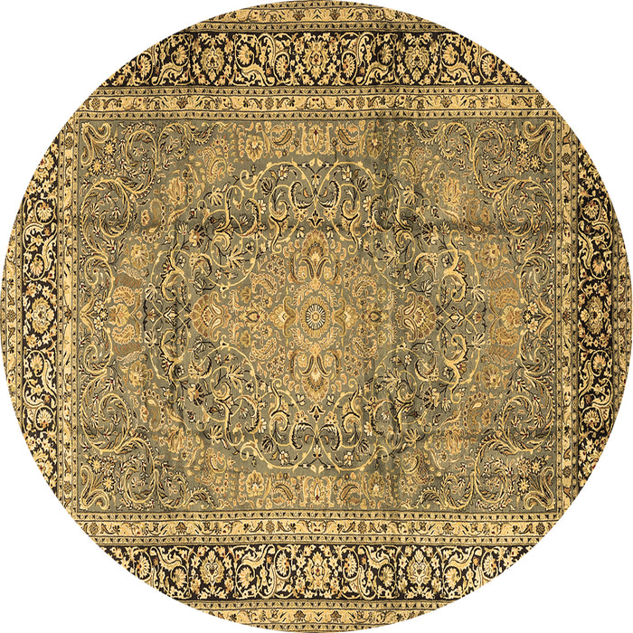 Round Persian Brown Traditional Rug, tr2593brn