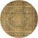 Round Persian Brown Traditional Rug, tr2593brn