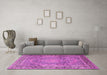 Machine Washable Persian Pink Traditional Rug in a Living Room, wshtr2593pnk