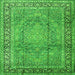 Round Machine Washable Persian Green Traditional Area Rugs, wshtr2593grn