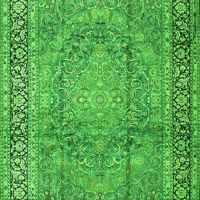 Serging Thickness of Machine Washable Persian Green Traditional Area Rugs, wshtr2593grn