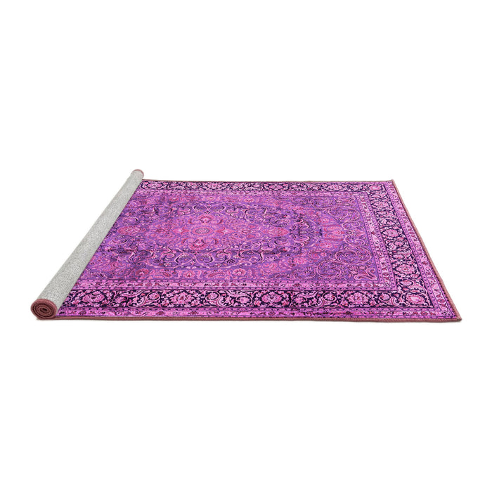 Sideview of Machine Washable Persian Pink Traditional Rug, wshtr2593pnk