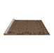 Sideview of Machine Washable Traditional Dark Gold Brown Rug, wshtr2594