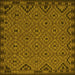 Square Machine Washable Southwestern Yellow Country Rug, wshtr2594yw