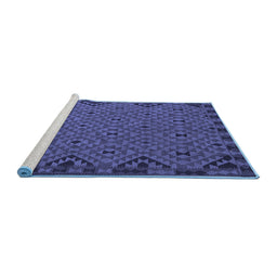 Sideview of Machine Washable Southwestern Blue Country Rug, wshtr2594blu