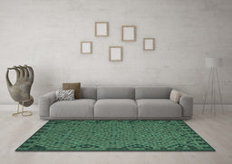 Machine Washable Southwestern Turquoise Country Area Rugs in a Living Room,, wshtr2594turq