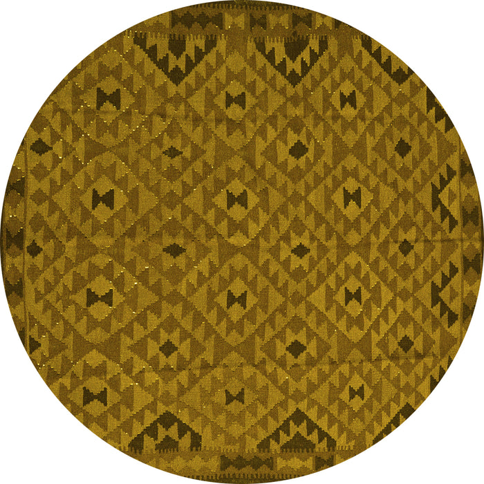 Round Southwestern Yellow Country Rug, tr2594yw