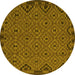 Round Southwestern Yellow Country Rug, tr2594yw