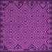 Square Machine Washable Southwestern Purple Country Area Rugs, wshtr2594pur