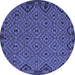 Round Southwestern Blue Country Rug, tr2594blu