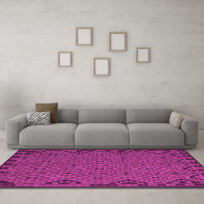 Machine Washable Southwestern Pink Country Rug in a Living Room, wshtr2594pnk