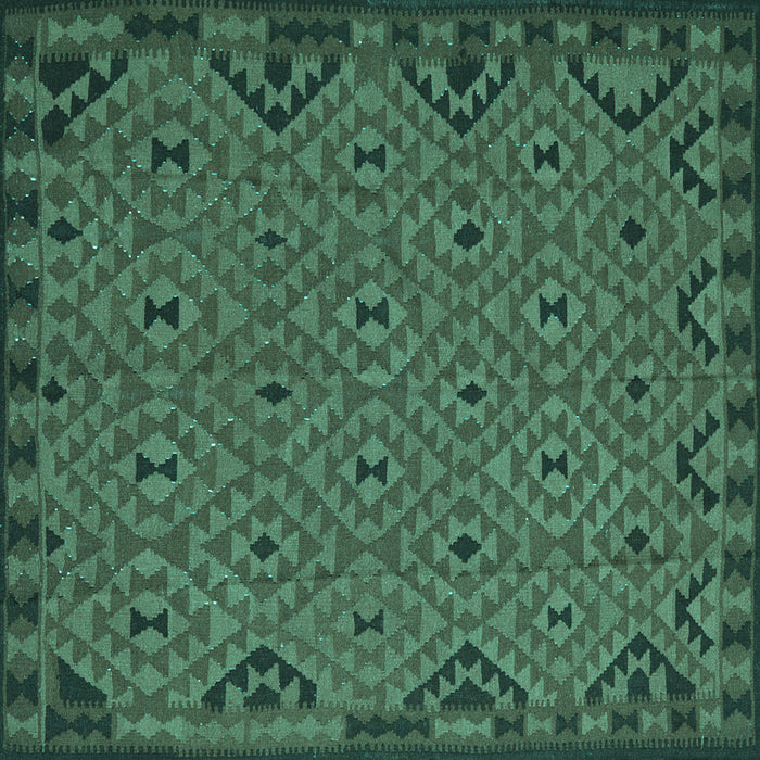 Square Southwestern Turquoise Country Rug, tr2594turq