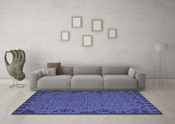 Machine Washable Southwestern Blue Country Rug in a Living Room, wshtr2594blu
