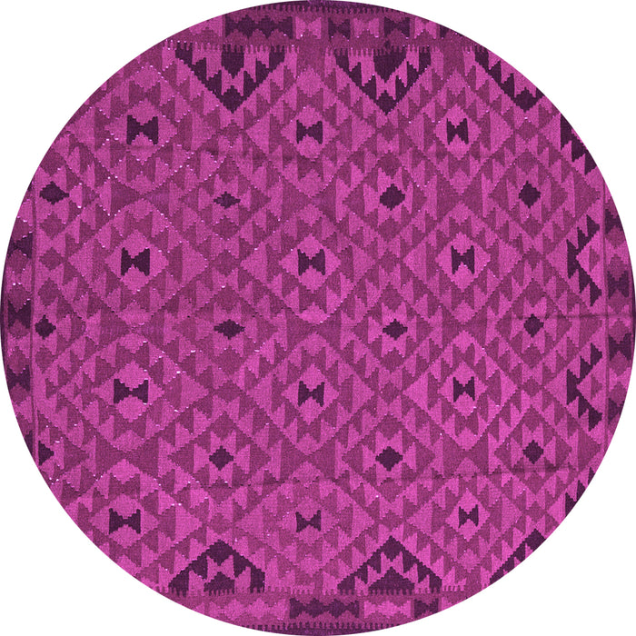 Round Machine Washable Southwestern Pink Country Rug, wshtr2594pnk