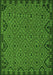 Serging Thickness of Machine Washable Southwestern Green Country Area Rugs, wshtr2594grn