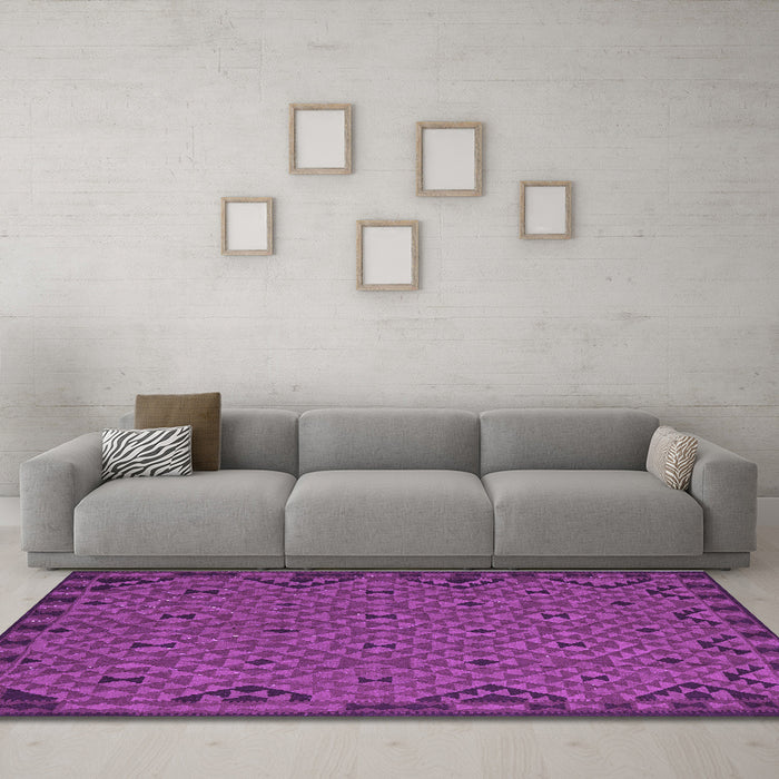 Machine Washable Southwestern Purple Country Area Rugs in a Living Room, wshtr2594pur