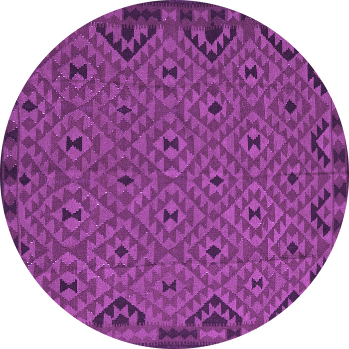 Round Machine Washable Southwestern Purple Country Area Rugs, wshtr2594pur