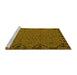 Sideview of Machine Washable Southwestern Yellow Country Rug, wshtr2594yw