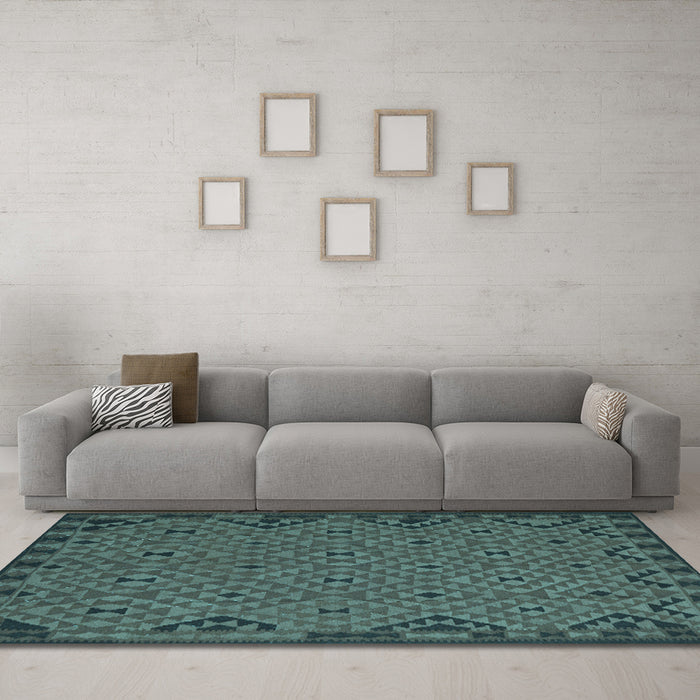 Machine Washable Southwestern Light Blue Country Rug in a Living Room, wshtr2594lblu