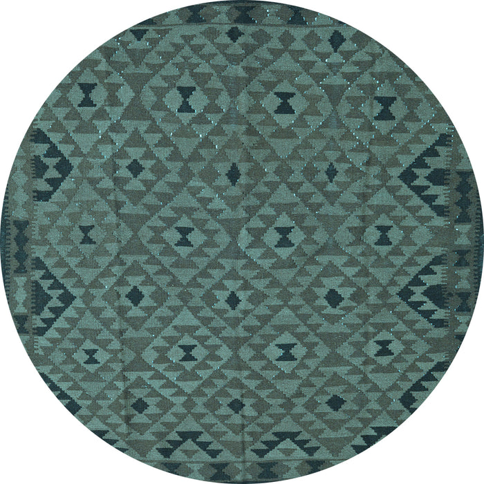 Round Southwestern Light Blue Country Rug, tr2594lblu