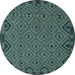 Round Southwestern Light Blue Country Rug, tr2594lblu