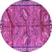 Round Machine Washable Animal Purple Traditional Area Rugs, wshtr2595pur