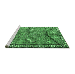 Sideview of Machine Washable Animal Emerald Green Traditional Area Rugs, wshtr2595emgrn