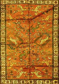 Animal Yellow Traditional Rug, tr2595yw