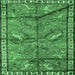 Square Animal Emerald Green Traditional Rug, tr2595emgrn