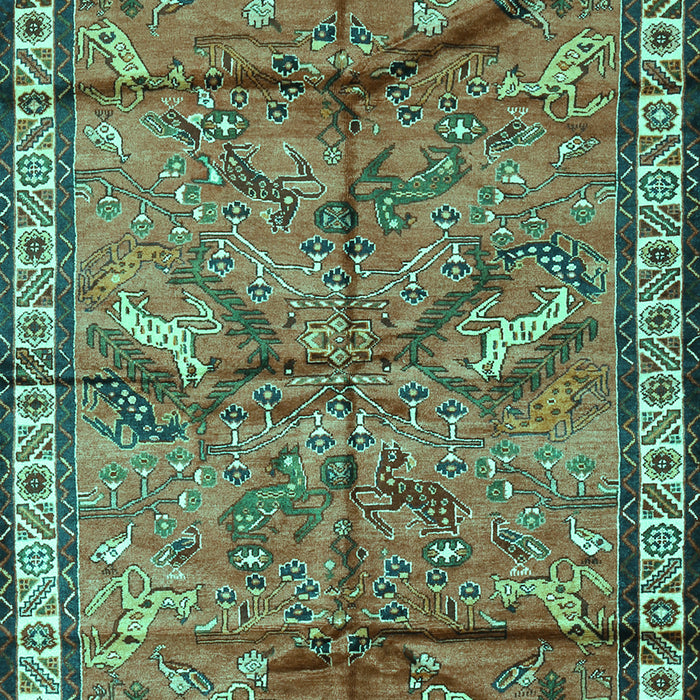 Machine Washable Animal Turquoise Traditional Area Rugs, wshtr2595turq
