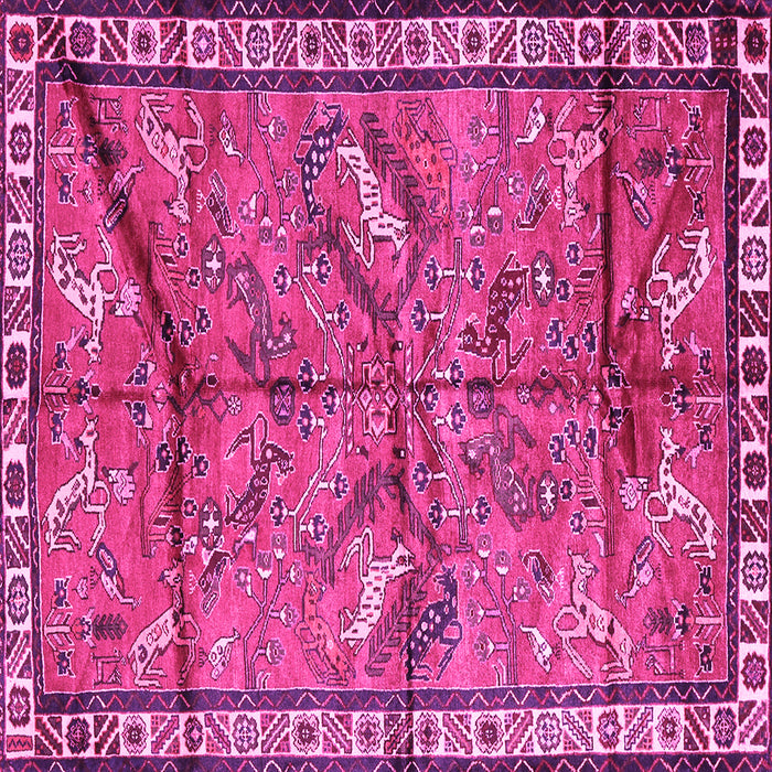 Square Machine Washable Animal Pink Traditional Rug, wshtr2595pnk