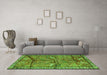 Machine Washable Animal Green Traditional Area Rugs in a Living Room,, wshtr2595grn