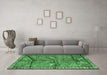 Machine Washable Animal Emerald Green Traditional Area Rugs in a Living Room,, wshtr2595emgrn