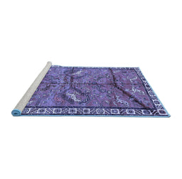 Sideview of Machine Washable Animal Blue Traditional Rug, wshtr2595blu