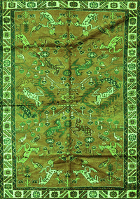 Animal Green Traditional Rug, tr2595grn